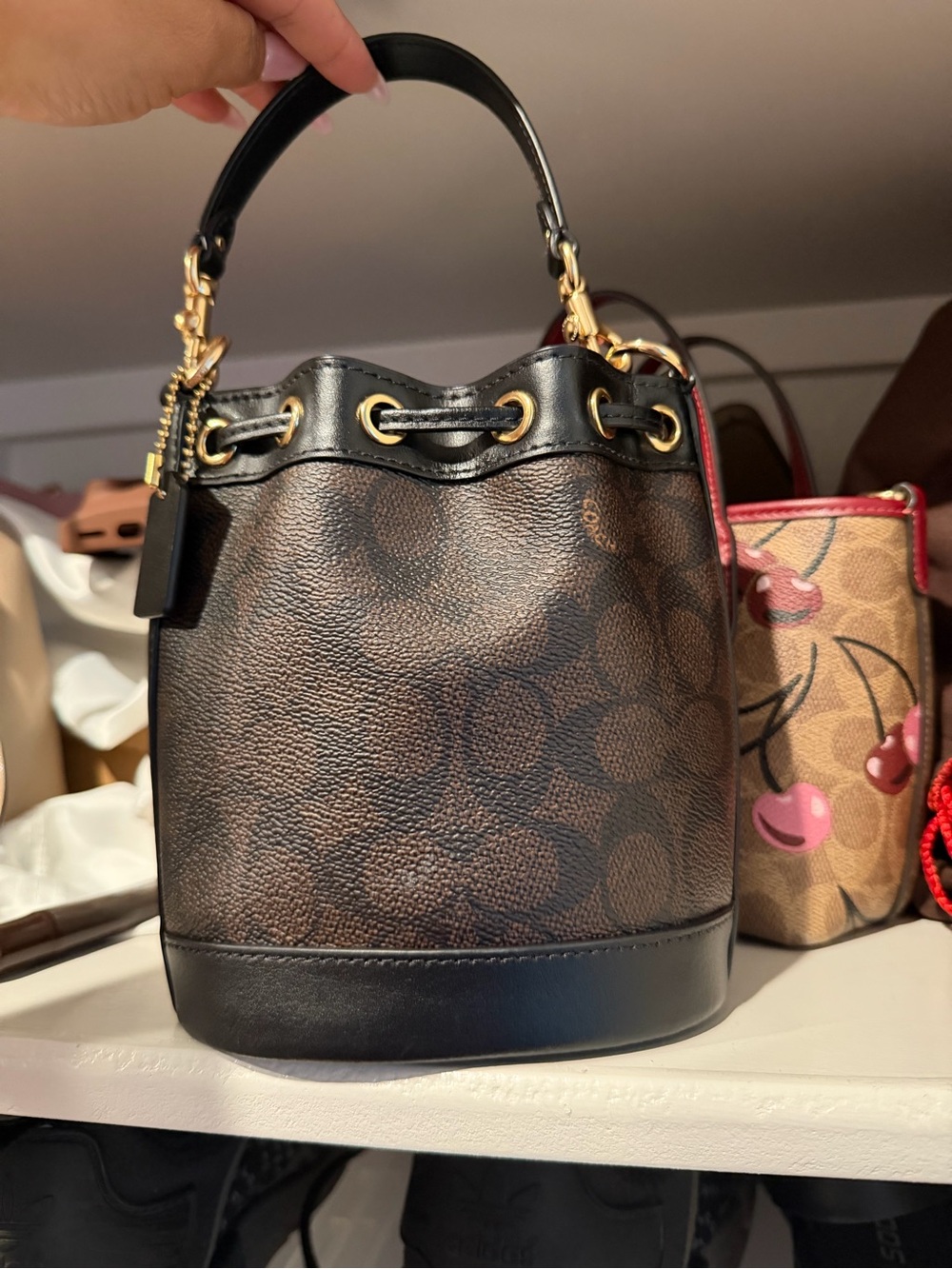 Coach Brown Signature Mini Bucket Bag - Picture 3 of 4